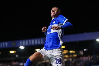 Birmingham City 'den Jay Stansfield, 16 Eylül 2024' te Birmingham City 'nin St. Andrew' s @ Knighthead Park, Birmingham 'daki Wrexham maçında 2-1 kazanma hedefini kutluyor.