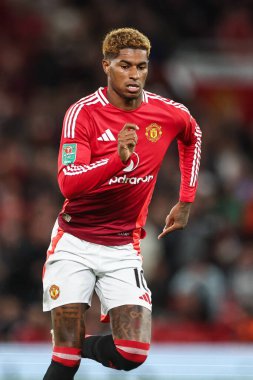 Manchester United 'dan Marcus Rashford Carabao Kupası 3. tur karşılaşmasında Manchester United' a karşı Old Trafford, Manchester, İngiltere, 17 Eylül 2024