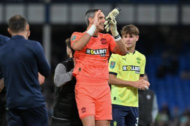 Southampton 'dan Alex McCarthy, 17 Eylül 2024' te Goodison Park, Liverpool 'da oynanan Everton-Southampton Carabao Kupası karşılaşmasında tam zamanlı sonucu kutluyor.