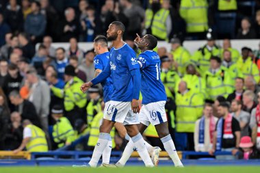 Everton 'dan Abdoulaye Doucour, 17 Eylül 2024' te Goodison Park, Liverpool, İngiltere 'de oynanan Carabao Kupası maçı sırasında Everton' a karşı Everton maçında 1-0 kazanma hedefini kutluyor.