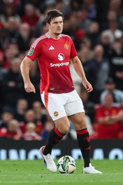 Manchester United 'dan Harry Maguire, 17 Eylül 2024' te Old Trafford, Manchester, İngiltere 'de oynanan Carabao Kupası 3. Raundda Manchester United ile Barnsley maçına çıktı.
