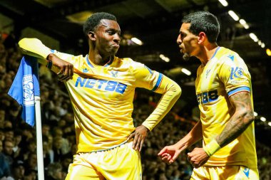 Kristal Saray 'dan Eddie Nketiah, 17 Eylül 2024' te Londra 'daki Kiyan Prince Foundation Stadyumu' nda oynanan Queens Park Rangers - Crystal Palace maçında Daniel Munoz 'un 0-1' lik golünü atmasını kutluyor.