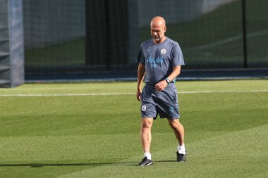 Manchester Şampiyonlar Ligi Manchester City - Inter Milan Basın Konferansı sırasında Manchester City 'nin Pep Guardiola teknik direktörü. Etihad Stadyumu, Manchester, Birleşik Krallık, 17 Eylül 2024