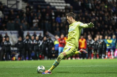 Preston 'dan Freddie Woodman, 17 Eylül 2024' te Deepdale, Preston, İngiltere 'de oynanan Carabao Kupasında Preston North End Fulham maçında penaltısını kaydetti.