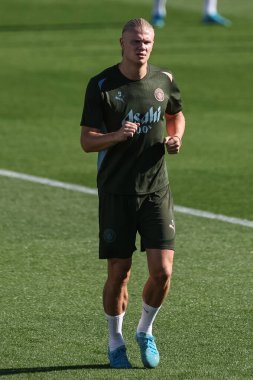 Erling Haaland of Manchester City during the UEFA Champions League Manchester City v Inter Milan Press conference at Etihad Stadium, Manchester, United Kingdom, 17th September 2024 clipart