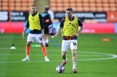 Elliot Embleton of Blackpool during the pre-game warm up ahead of the Carabao Cup match Blackpool vs Sheffield Wednesday at Bloomfield Road, Blackpool, United Kingdom, 17th September 2024 clipart