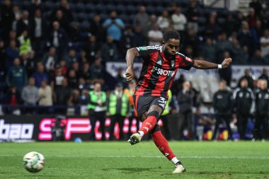 Fulham 'dan Ryan Sessegnon, 17 Eylül 2024' te Deepdale, Preston, İngiltere 'de oynanan Carabao Kupası maçında penaltısını kaydetti.