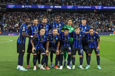 Inter Milan, 18 Eylül 2024 tarihinde Etihad Stadyumu 'nda Manchester City ile Inter Milan arasındaki UEFA Şampiyonlar Ligi sahne maçında maçtan önce bir takım fotoğrafı çekti.