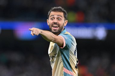 Manchester City 'den Bernardo Silva, 18 Eylül 2024' te Etihad Stadyumu 'nda oynanan Manchester City - Inter Milan maçında tepki gösterdi.