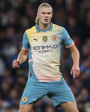Manchester City 'den Erling Haaland UEFA Şampiyonlar Ligi sahne maçı sırasında Manchester City - Inter Milan Etihad Stadyumu, Manchester, İngiltere, 18 Eylül 2024