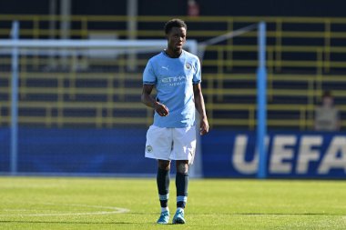 Manchester City 'den Ryan McAidoo UEFA Gençlik Ligi maçı sırasında Manchester City - Inter Milan Joie Stadyumu, Manchester, İngiltere, 18 Eylül 2024