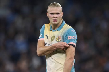 Manchester City 'den Erling Haaland UEFA Şampiyonlar Ligi sahne maçı sırasında Manchester City - Inter Milan Etihad Stadyumu, Manchester, İngiltere, 18 Eylül 2024