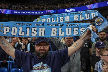 Manchester City taraftarları UEFA Şampiyonlar Ligi sahne maçı sırasında Manchester City - Inter Milan Etihad Stadyumu, Manchester, İngiltere, 18 Eylül 2024