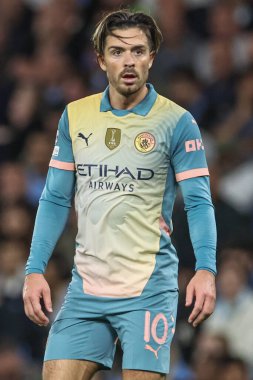 Manchester City 'den Jack Grealish UEFA Şampiyonlar Ligi sahne maçı sırasında Manchester City - Inter Milan Etihad Stadyumu, Manchester, İngiltere, 18 Eylül 2024