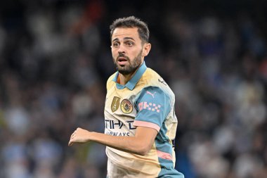 Manchester City 'den Bernardo Silva UEFA Şampiyonlar Ligi sahne maçı sırasında Manchester City - Inter Milan Etihad Stadyumu, Manchester, Birleşik Krallık, 18 Eylül 2024
