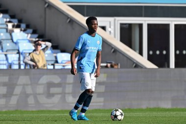 Manchester City 'den Ryan McAidoo UEFA Gençlik Ligi maçı sırasında Manchester City - Inter Milan Joie Stadyumu, Manchester, İngiltere, 18 Eylül 2024
