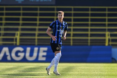 UEFA Gençlik Ligi karşılaşmasında Inter Milan 'dan Luka Topalovi Manchester City, Manchester, İngiltere' deki Joie Stadyumu 'nda Inter Milan' a karşı 18 Eylül 2024