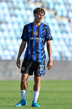 Inter Milan 'dan Mattia Mosconi, Manchester City - Inter Milan maçında 18 Eylül 2024' te Joie Stadyumu 'nda karşılaştı.