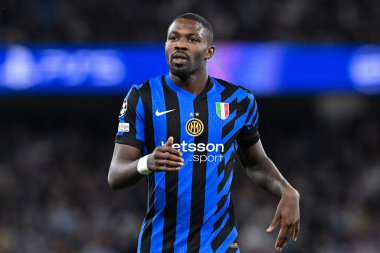 Inter Milan 'dan Marcus Thuram UEFA Şampiyonlar Ligi sahne maçı sırasında Manchester City - Inter Milan Etihad Stadyumu, Manchester, İngiltere, 18 Eylül 2024