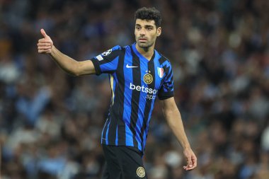 Inter Milan 'dan Mehdi Tarem UEFA Şampiyonlar Ligi sahne maçı sırasında Manchester City - Inter Milan Etihad Stadyumu, Manchester, İngiltere, 18 Eylül 2024