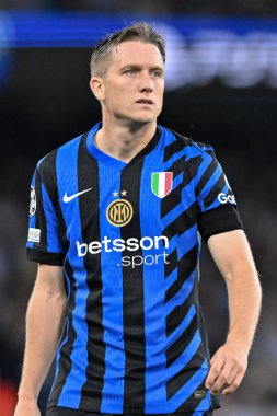 Inter Milan 'dan Piotr Zieliski UEFA Şampiyonlar Ligi sahne maçı sırasında Manchester City - Inter Milan Etihad Stadyumu, Manchester, İngiltere, 18 Eylül 2024
