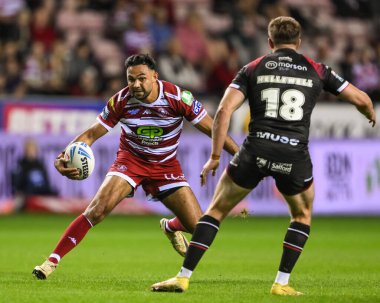 Wigan Warriors 'dan Bevan French, Wigan, İngiltere' deki The Brick Community Stadyumu 'nda Wigan Warriors ile Salford Red Devils arasında oynanan 27.