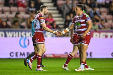 Jake Wardle of Wigan Warriors celebrates his try during the Betfred Super League Round 27 match Wigan Warriors vs Salford Red Devils at The Brick Community Stadium, Wigan, United Kingdom, 19th September 2024 clipart