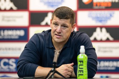 Matt Peet Head Coach of Wigan Warriors in the post match press conference of Betfred Super League Round 27 match Wigan Warriors vs Salford Red Devils at The Brick Community Stadium, Wigan, United Kingdom, 19th September 2024 clipart