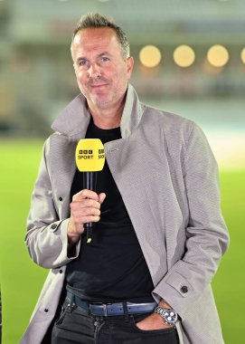 Michael Vaughn BBC Spor Mülakatı Birinci Metro Bank Bir Gün Uluslararası Maçı sırasında İngiltere ile Avustralya arasında Trent Bridge, Nottingham, İngiltere 'de 19 Eylül 2024