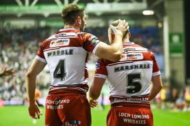 Wigan Warriors takımından Liam Marshall, Wigan, İngiltere 'deki The Brick Community Stadyumu' nda oynanan 27.