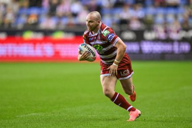 Wigan Warriors takımından Liam Marshall, Wigan, İngiltere 'deki The Brick Community Stadyumu' nda oynanan 27.