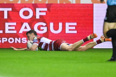 Wigan Warriors 'dan Jai Field 27. Betfred Süper Lig Turu' nda Wigan Warriors ile Salford Red Devils arasında oynanan Wigan Stadyumu, Wigan, İngiltere 'de 19 Eylül 2024' te oynanan karşılaşmaya gidiyor.