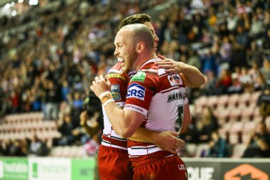 Wigan Warriors takımından Liam Marshall, Wigan, İngiltere 'deki The Brick Community Stadyumu' nda oynanan 27.