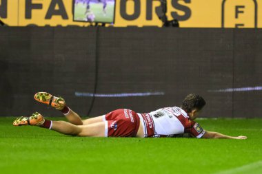 Wigan Warriors 'dan Jai Field 27. Betfred Süper Lig Turu' nda Wigan Warriors ile Salford Red Devils arasında oynanan Wigan Stadyumu, Wigan, İngiltere 'de 19 Eylül 2024' te oynanan karşılaşmaya gidiyor.