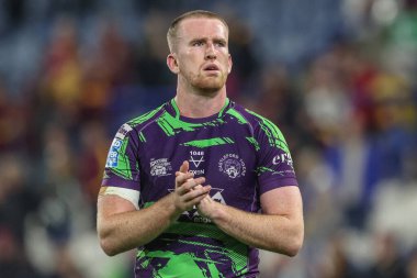 Rowan Milnes of Castleford Tigers applauds the away fans after the game during the Betfred Super League Round 27 match Huddersfield Giants vs Castleford Tigers at John Smith's Stadium, Huddersfield, United Kingdom, 19th September 2024 clipart