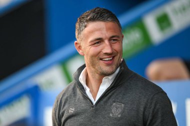 Sam Burgess Warrington Wolves 'un baş antrenörü 27. Betfred Süper Ligi karşılaşması öncesinde Warrington Wolves, Londra Broncos' a karşı Halliwell Jones Stadyumu, Warrington, İngiltere, 20 Eylül 2024