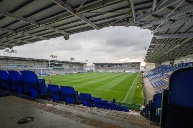 Warrington Wolves 'un Evi' ndeki Halliwell Jones Stadyumu 'nun genel görüntüsü, 27. Betfred Süper Ligi karşılaşması öncesinde Warrington Wolves, Londra Broncos' a karşı Halliwell Jones Stadyumu, Warrington, 20 Eylül 2024