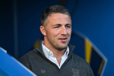 Sam Burgess Warrington Wolves 'un baş antrenörü 27. Betfred Süper Ligi karşılaşması öncesinde Warrington Wolves, Londra Broncos' a karşı Halliwell Jones Stadyumu, Warrington, İngiltere, 20 Eylül 2024