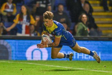 Warrington Wolves takımından Arron Lindop, 20 Eylül 2024 'te Warrington Jones Stadyumu' nda oynanan 27.