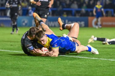 Warrington Wolves takımından Matty Nicholson, 20 Eylül 2024 'te Warrington, İngiltere' deki Halliwell Jones Stadyumu 'nda oynanan 27.