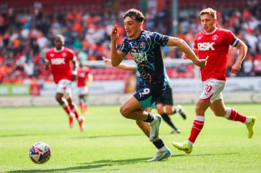 Blackpool 'dan Kyle Joseph 21 Eylül 2024' te The Valley, Londra, İngiltere 'de Charlton Athletic' e karşı Blackpool 'da oynanan 1.