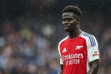 Arsenal 'den Bukayo Saka Premier Lig maçı sırasında Manchester City ile Arsenal arasında Etihad Stadyumu, Manchester, İngiltere, 22 Eylül 2024