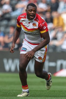 27. Betfred Süper Lig karşılaşmasında Katalan Ejderhaları 'ndan Jordan Dezaria, 21 Eylül 2024' te MKM Stadyumu 'nda Hull FC ve Catalans Dragons maçında