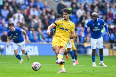 Pascal Struijk of Leeds United takes a penalty but is saved by Jak Alnwick of Cardiff City during the Sky Bet Championship match Cardiff City vs Leeds United at Cardiff City Stadium, Cardiff, United Kingdom, 21st September 2024 clipart