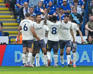 İngiltere 'nin Leicester şehrinin Everton' a karşı oynadığı Premier League maçında Everton kutlamaları, 21 Eylül 2024 'te King Power Stadyumu' nda yapıldı.
