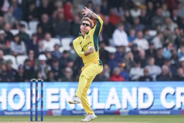 Adam Zampa of Australia delivers the ball during the Second Metro Bank One Day International England v Australia at Headingley Cricket Ground, Leeds, United Kingdom, 21st September 2024 clipart