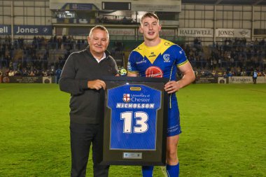 Warrington Wolves takımından Matty Nicholson, 20 Eylül 2024 'te Warrington, İngiltere' deki Halliwell Jones Stadyumu 'nda oynanan 27.