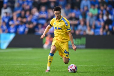 Leeds United takımından Ilia Gruev, 21 Eylül 2024 'te Cardiff City Stadyumu' nda oynanan Cardiff City - Leeds United maçında topa vuruyor.