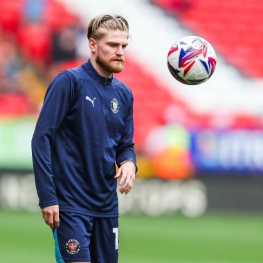 Hayden Coulson of Blackpool warms up prior to the Sky Bet League 1 match Charlton Athletic vs Blackpool at The Valley, London, United Kingdom, 21st September 2024 clipart