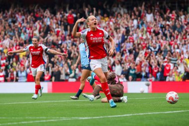 Arsenal 'den Frida Maanum, 22 Eylül 2024' te İngiltere 'nin başkenti Londra' daki Emirates Stadyumu 'nda oynanan FA Bayanlar Süper Ligi karşılaşmasında 1-0 kazanma hedefini kutluyor.